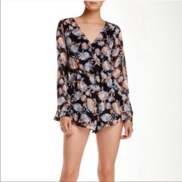 ASTR The Label Black Floral Ruffle Hem Romper - Picture 1 of 5